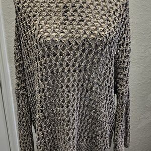 Lane Bryant Gray Open-Knit Sweater